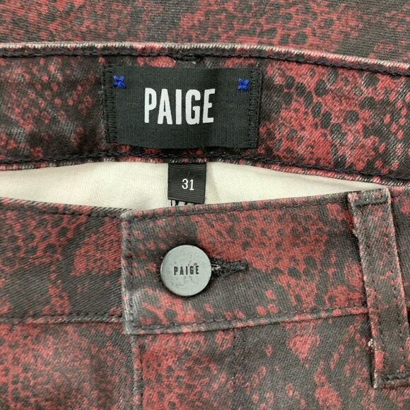 Paige Hoxton Skinny Jeans 31 Red Black Coated High Rise Stretch Chic - Picture 7 of 8